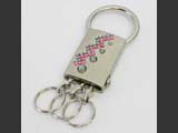 Silver Rectangle Key Ring with Swarovski crystals