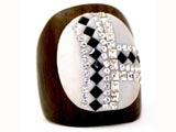 Wood ring with Swarovski crystals